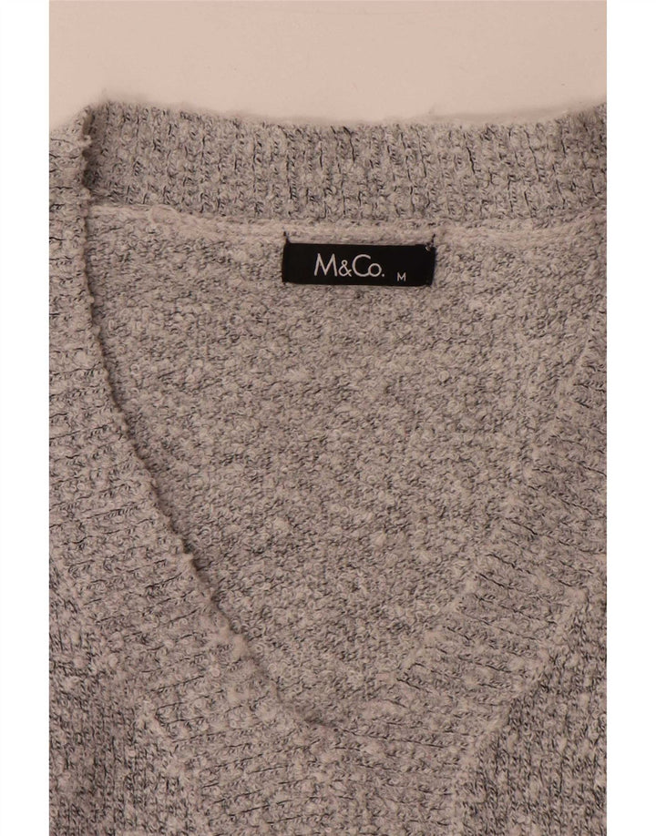 Pulover pentru femei M&Co cu decolteu în V UK 14 Medium Gri Acrilic