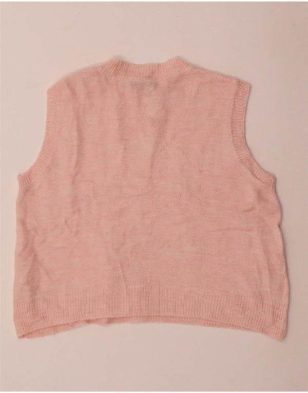 Oasis Womens Crop Vest Tank Top UK 16 Large Pink Acrylic