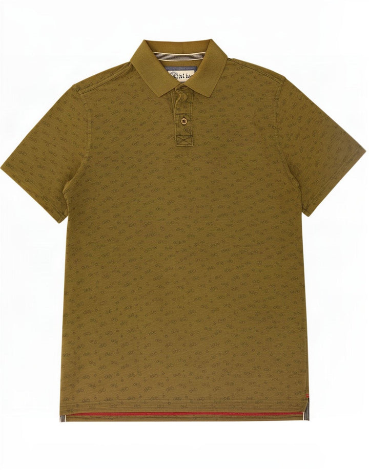 Tricou polo pentru bărbați Fat Face cu model abstract, bumbac mediu kaki