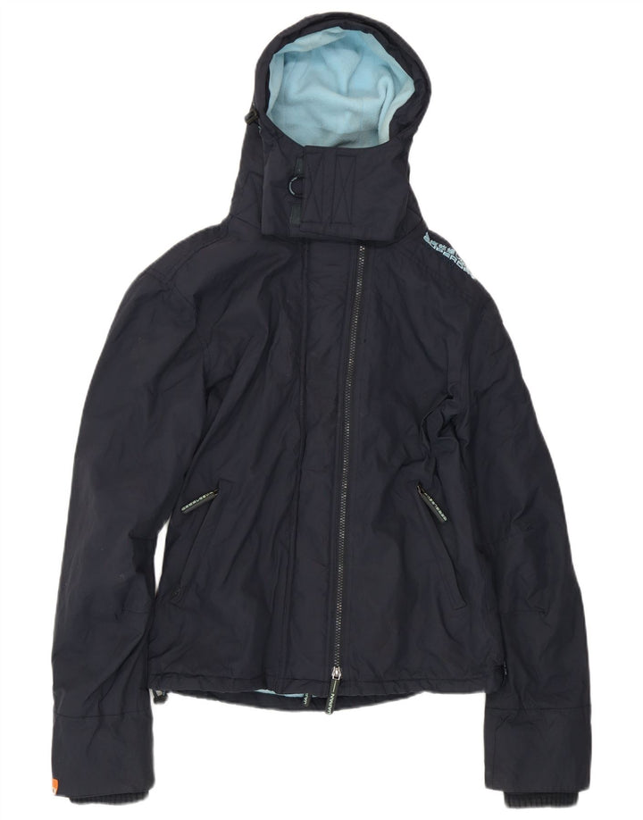 Jachetă Windbreaker pentru femei cu glugă Superdry UK 14 Mediu Nailon bleumarin