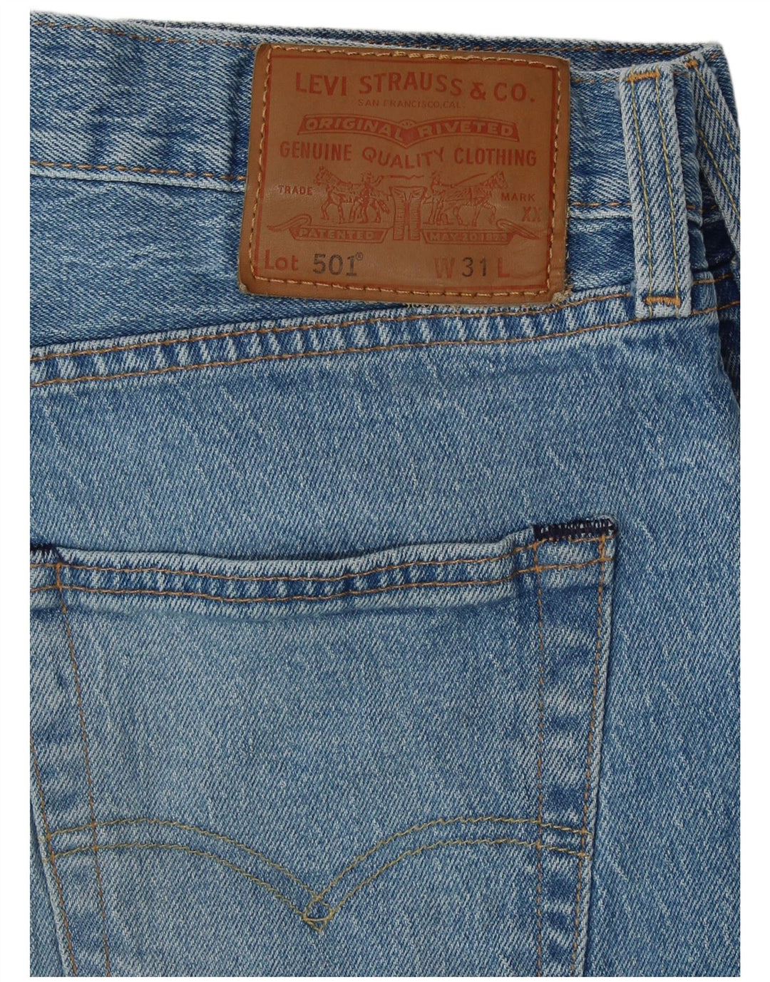 Pantaloni scurți din denim învechit pentru bărbați LEVI'S 501, bumbac albastru mediu W31