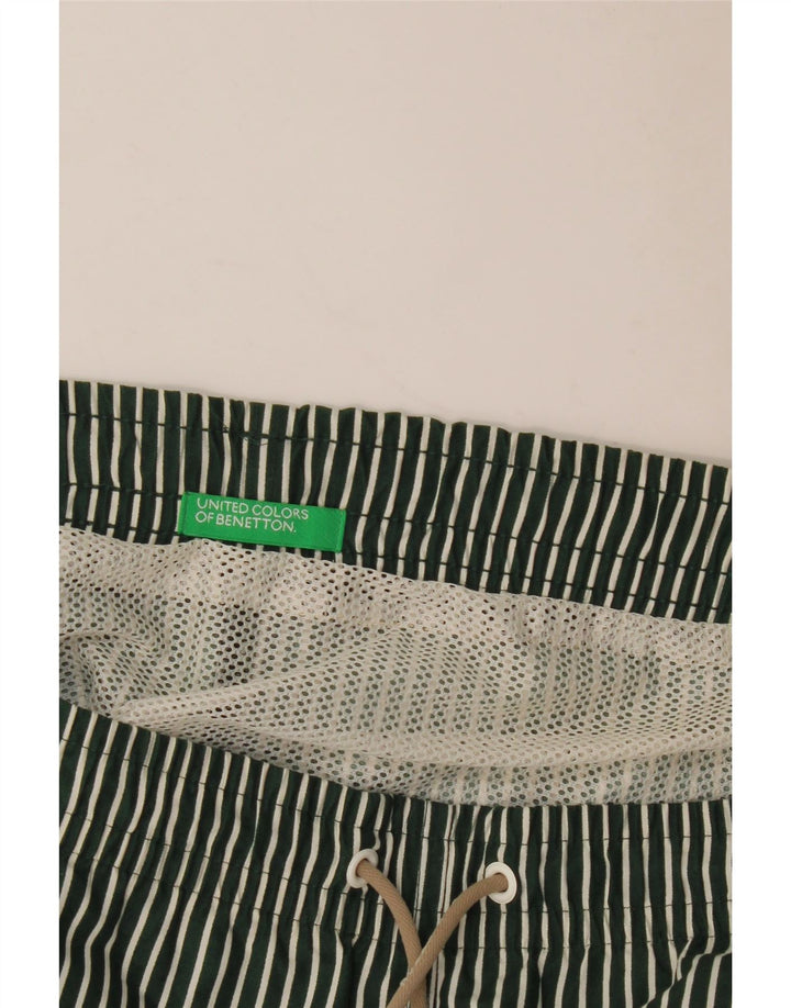 Pantaloni scurți de înot Benetton pentru bărbați, mari, verzi, în dungi