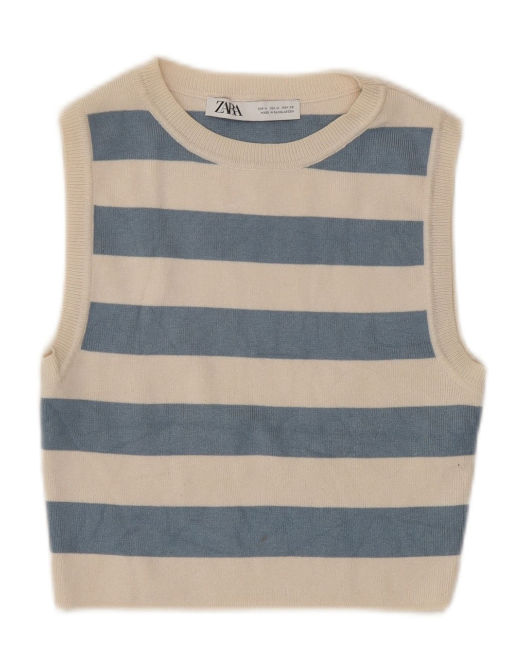 Crop Top pentru femeie Zara UK 12 Medium Beige Striped Viscose