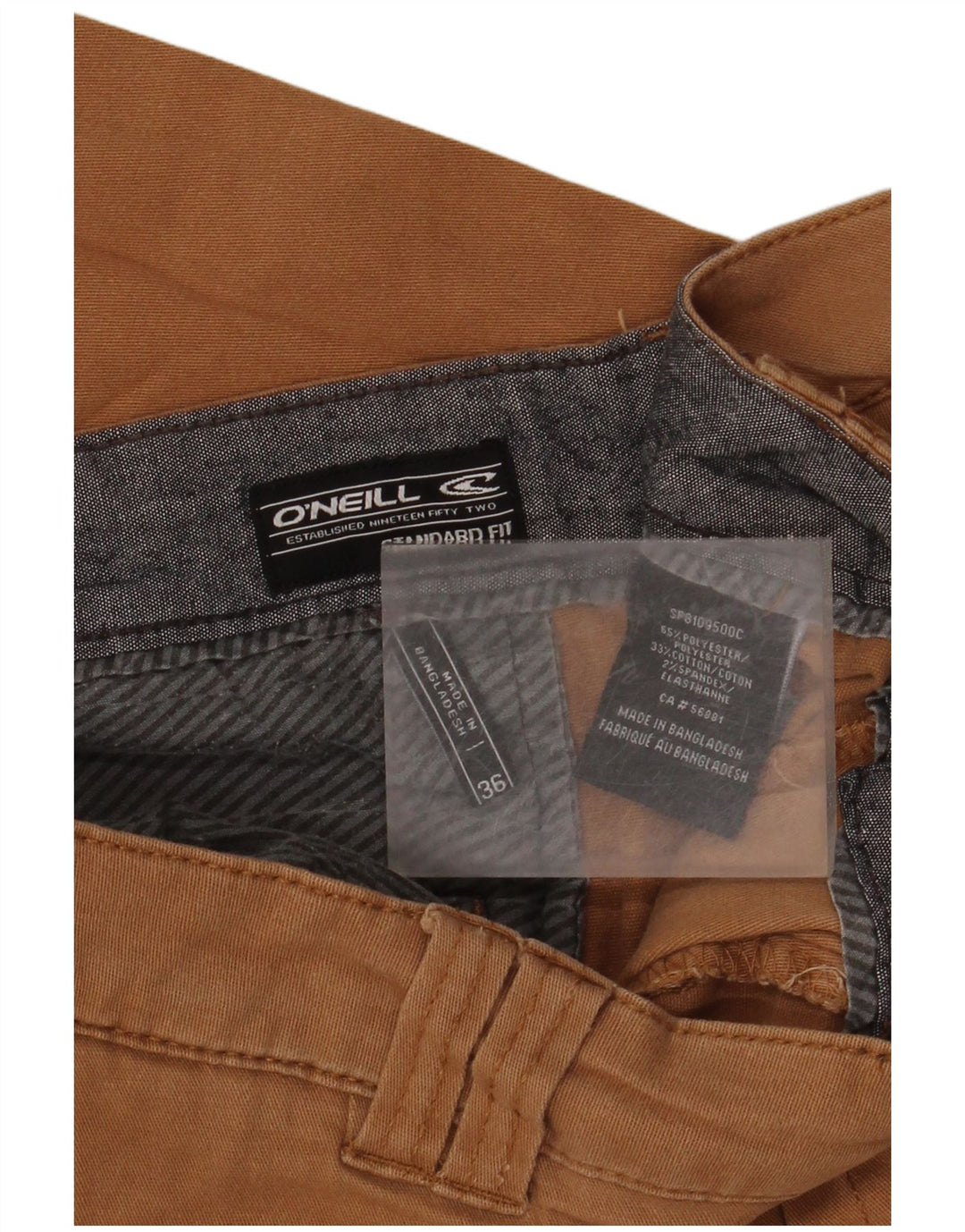 Pantaloni chino pentru bărbați O'Neill, cu ajustare standard, W36 L30, poliester maro
