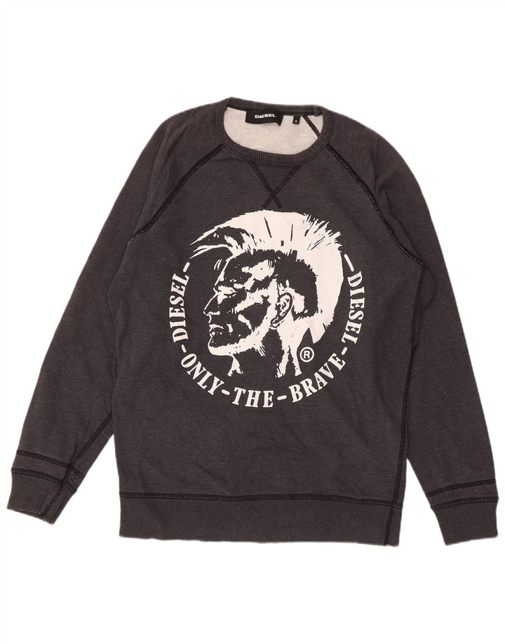 DIESEL Hanorac grafic pentru bărbați Pulover mic, gri, bumbac