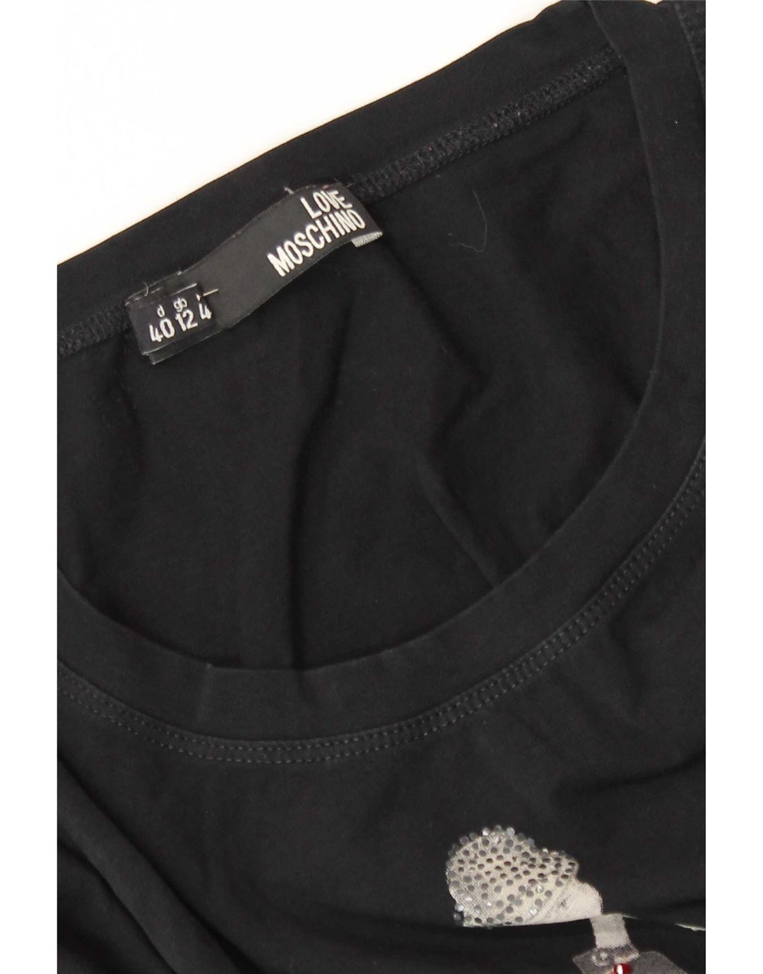 Top grafic Moschino pentru femei cu mânecă lungă UK 12 Medium Black