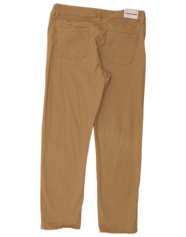 Pantaloni casual slim pentru femei Calvin Klein US 10 Large W32 L26 Bej Bumbac