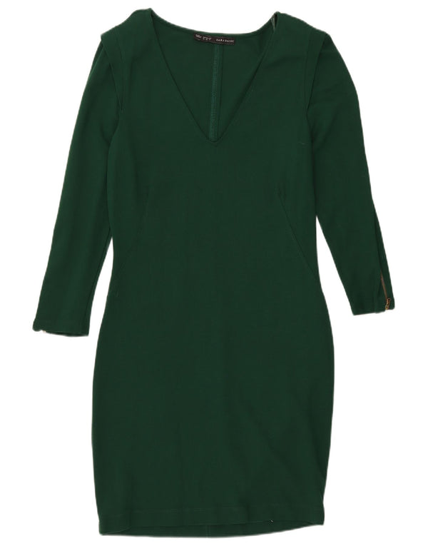 Rochie teacă pentru femei Zara, cu mâneci 3/4, UK 18 XL, viscoză verde
