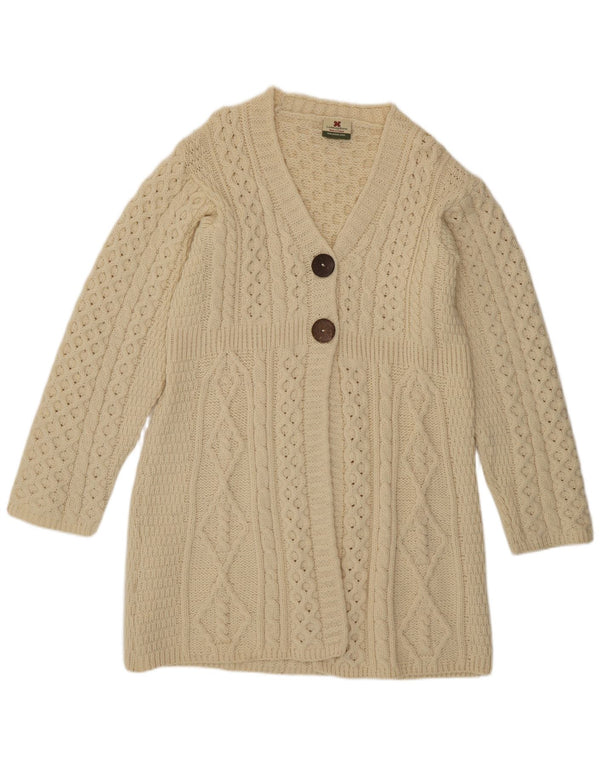 Pulover cardigan cu paragate Carraig Donn pentru femei UK 18 XL alb