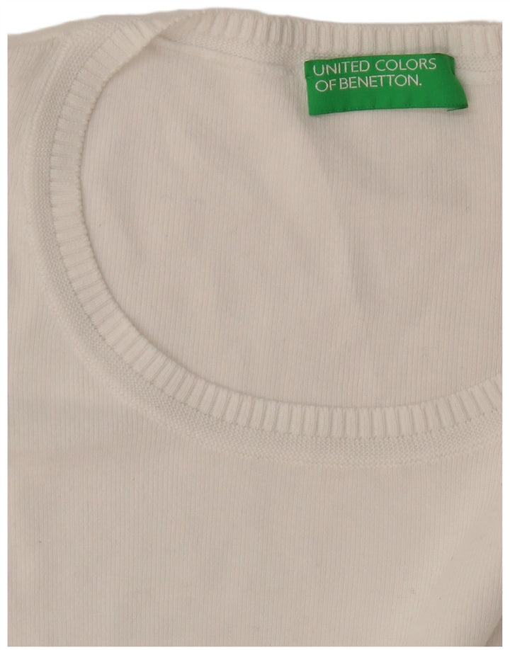 Pulover Benetton pentru femei cu gâtul cu barca UK 14 Medium White