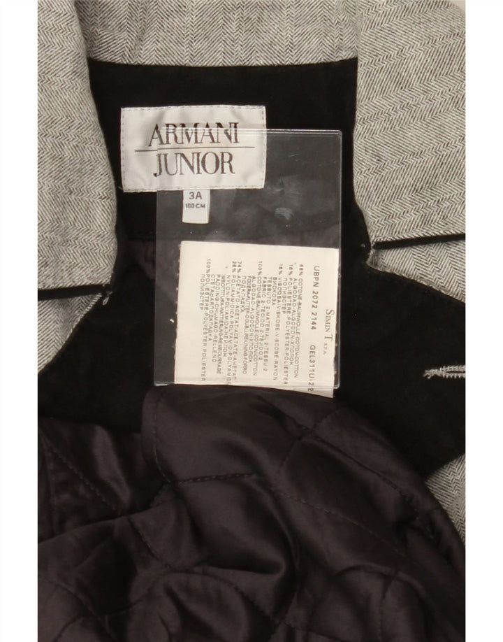 ARMANI Girls Overcoat 2-3 Years Grey Cotton Vintage Armani and Second-Hand Armani from Messina Hembry 
