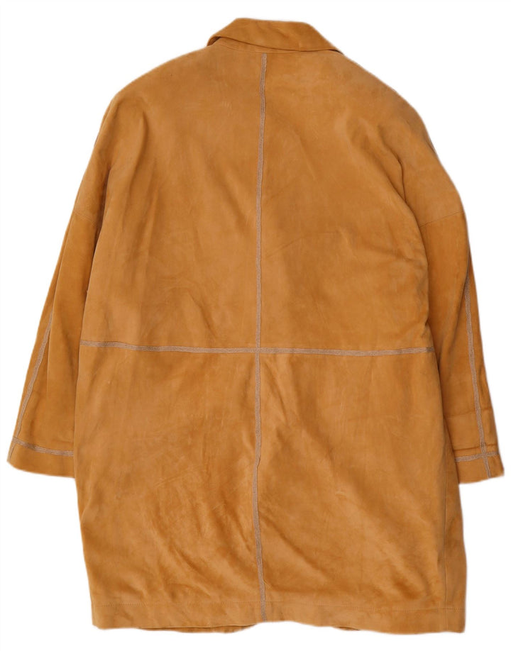 KEMPER Pardesiu supradimensionat din piele intoarsa pentru femei EU 40, maro mediu, piele