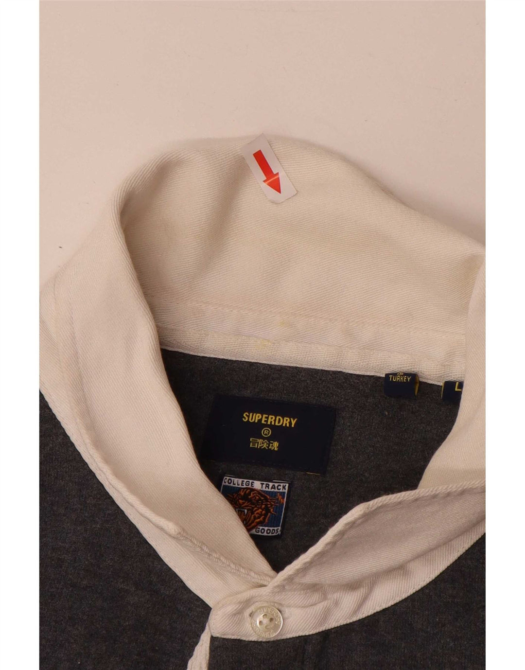 Pulover Superdry pentru bărbați cu gât polo, bumbac mare, gri