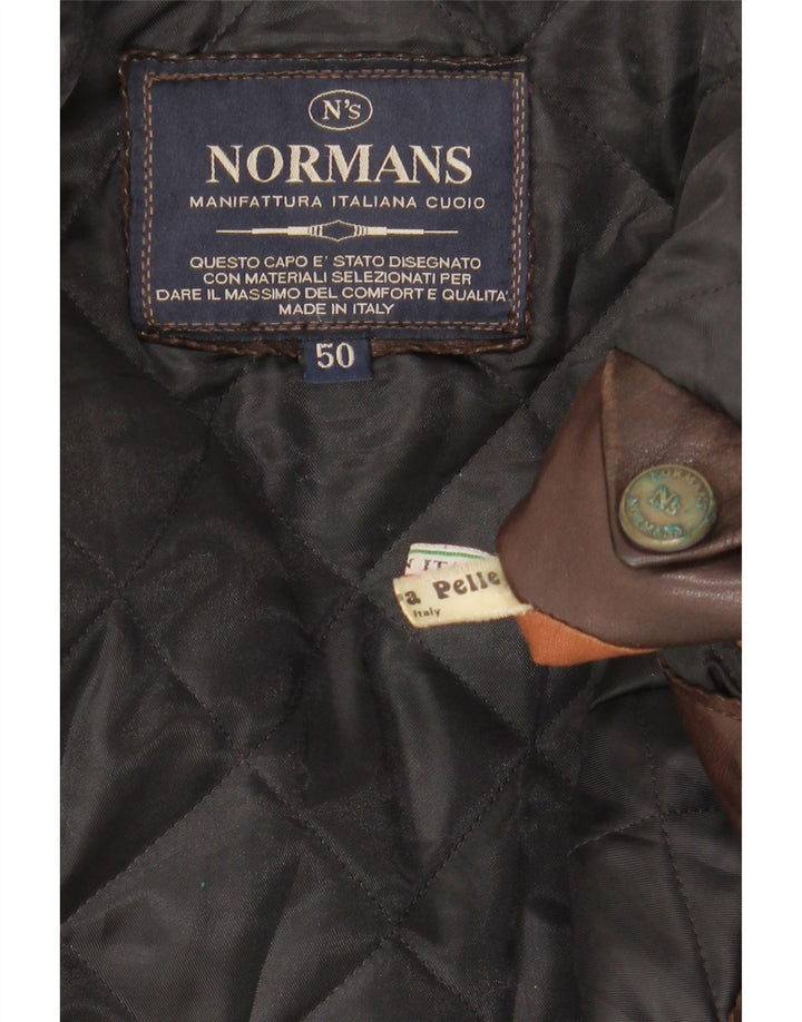 Jachetă de piele vintage pentru bărbați IT 50 din piele maro mare