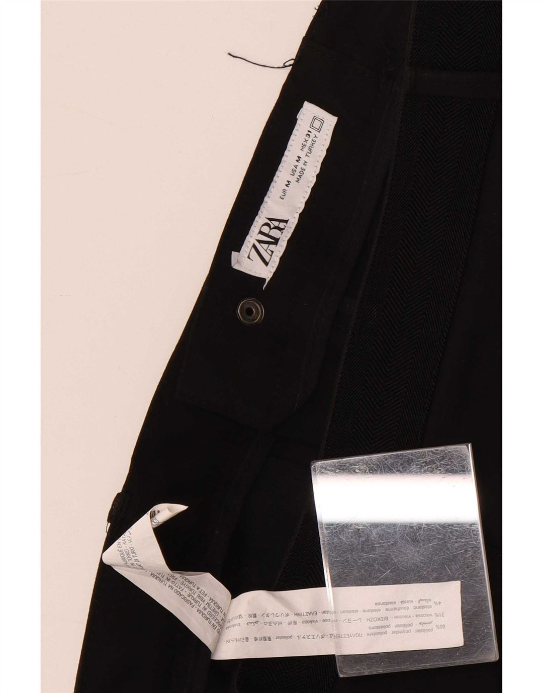 Pantaloni de costum slim pentru bărbați Zara Mediu L31 L29 Poliester negru