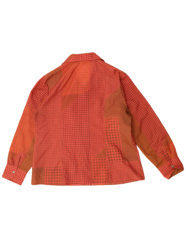 Bluză de cămașă vintage pentru femei UK 16, mare, roșu, poliester geometric