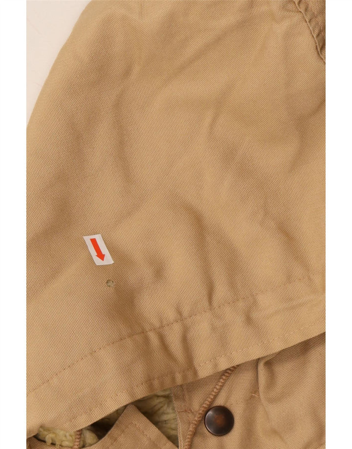 VINTAGE Womens Hooded Windbreaker Jacket UK 12 Medium Beige Cotton Vintage Vintage and Second-Hand Vintage from Messina Hembry 