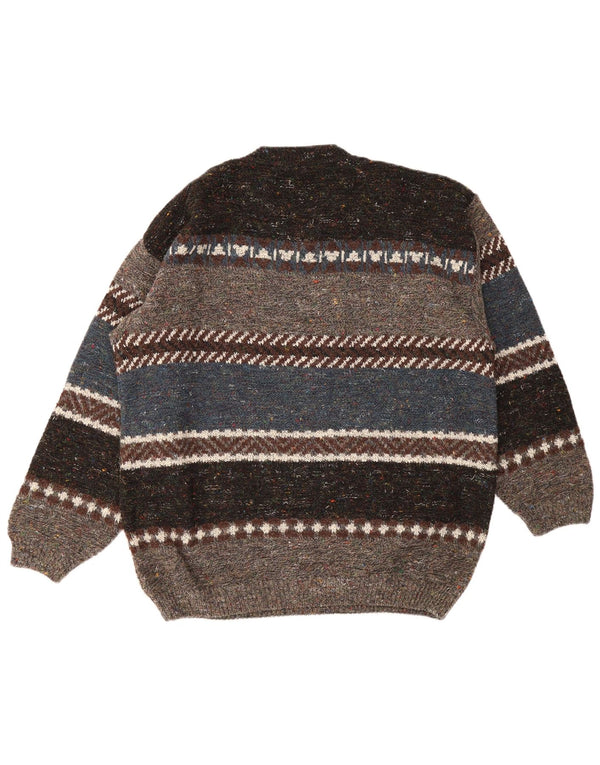Pulover Vintage pentru bărbați cu gâtul turnat, 2XL, multicolor, cu dungi acrilice