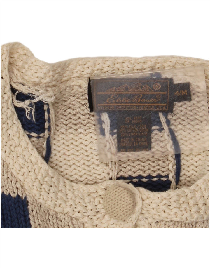 Eddie Bauer Pulover Crop Cardigan pentru Damă UK 14 Medium Gris Check Silk