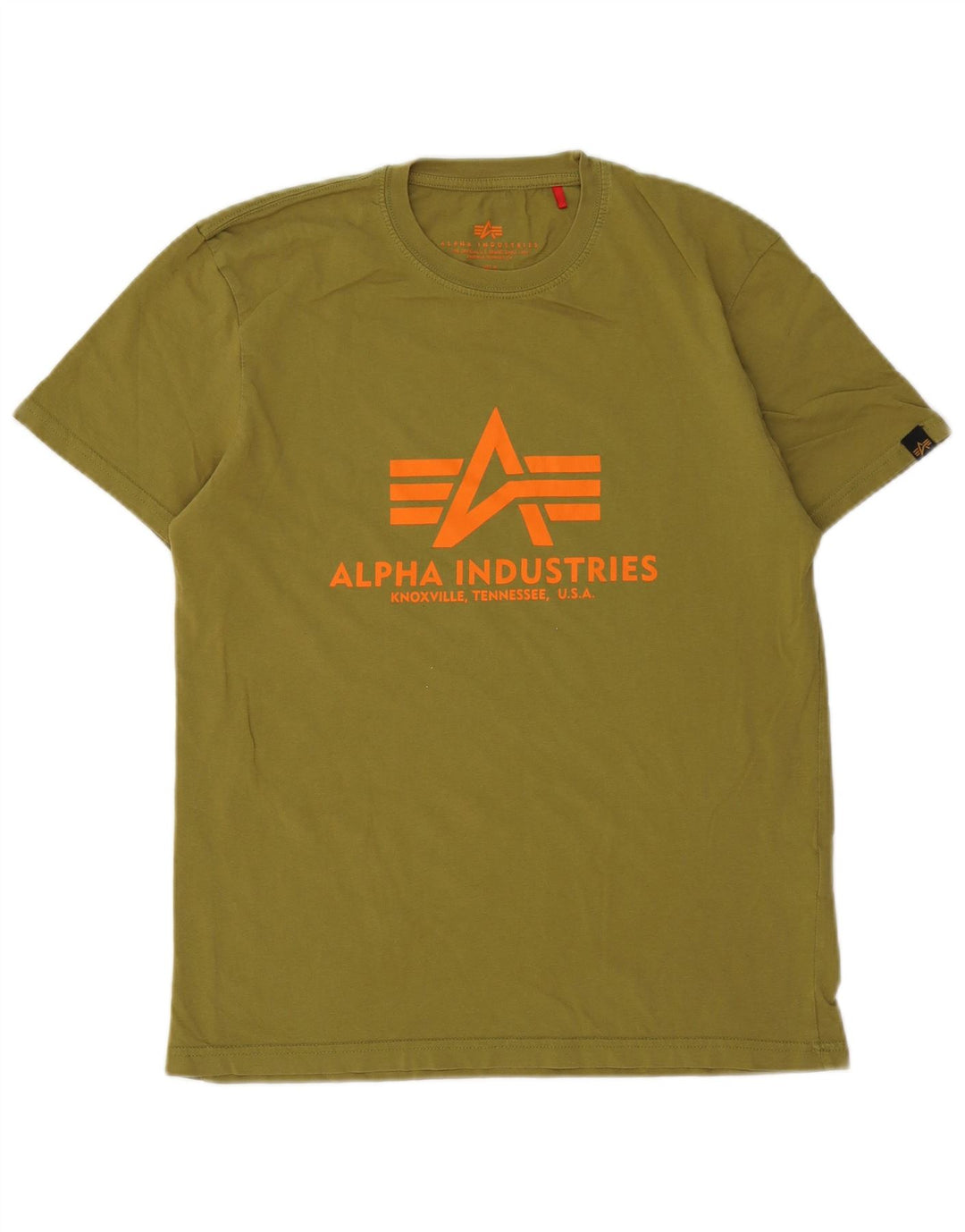 Tricou grafic pentru bărbați Alpha Industries Top Mediu Kaki Bumbac