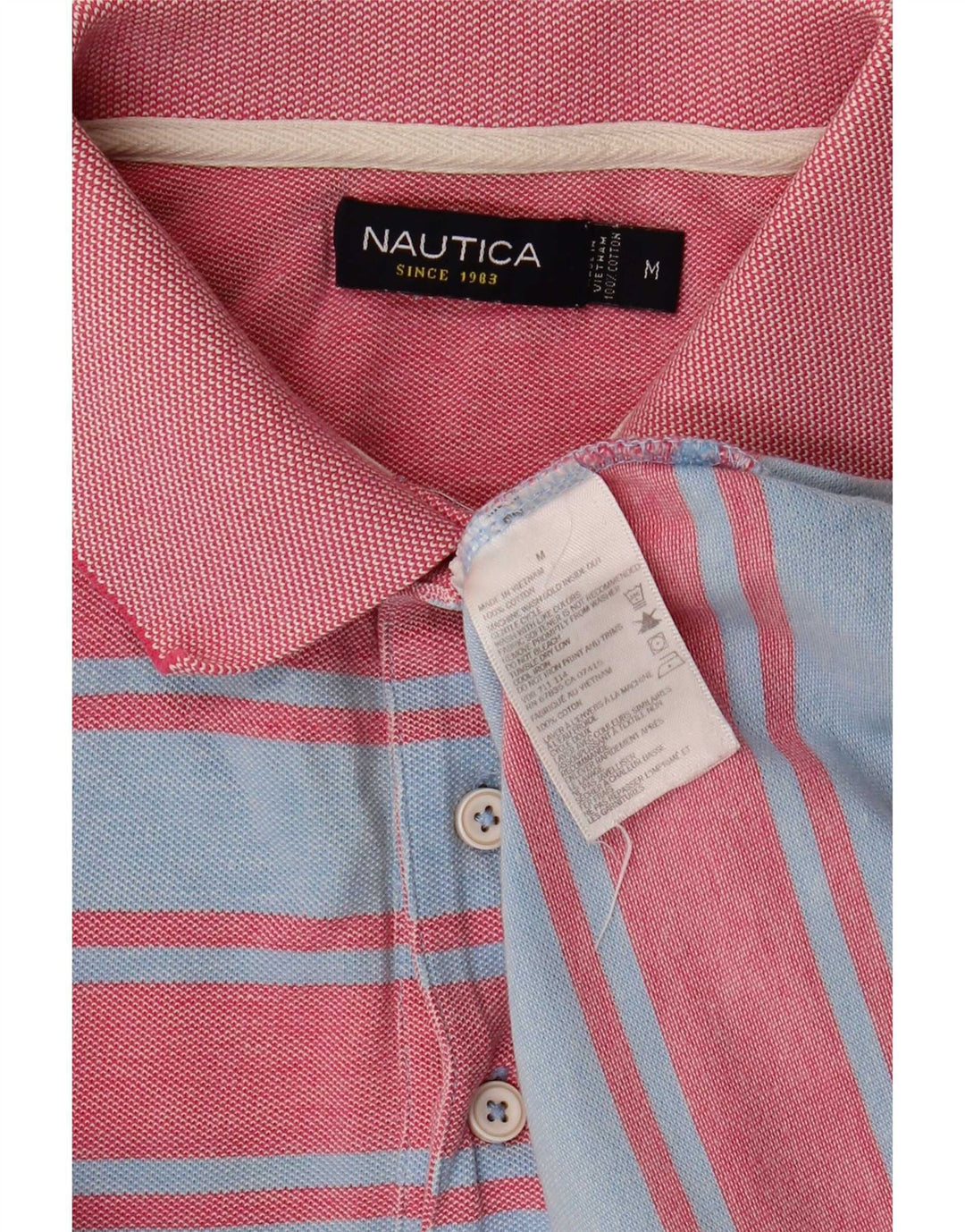 Tricou polo Nautica pentru bărbați, bumbac cu dungi albastre medii