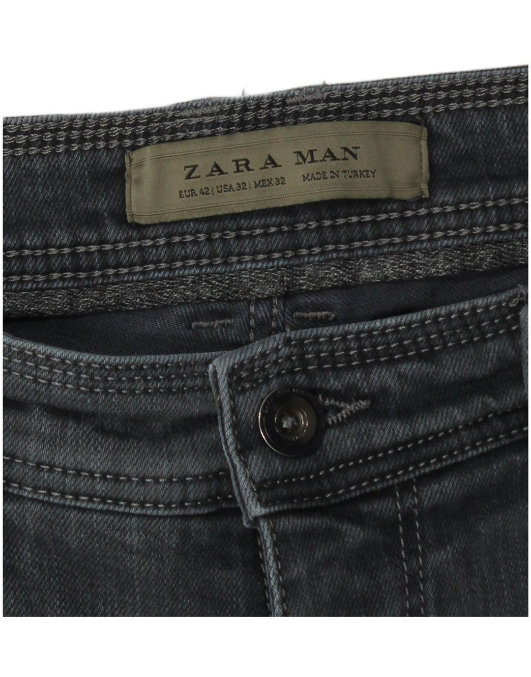 Blugi slim pentru bărbați Zara EU 42 Large W32 L28 Gri Bumbac