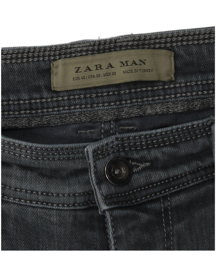 Blugi slim pentru bărbați Zara EU 42 Large W32 L28 Gri Bumbac