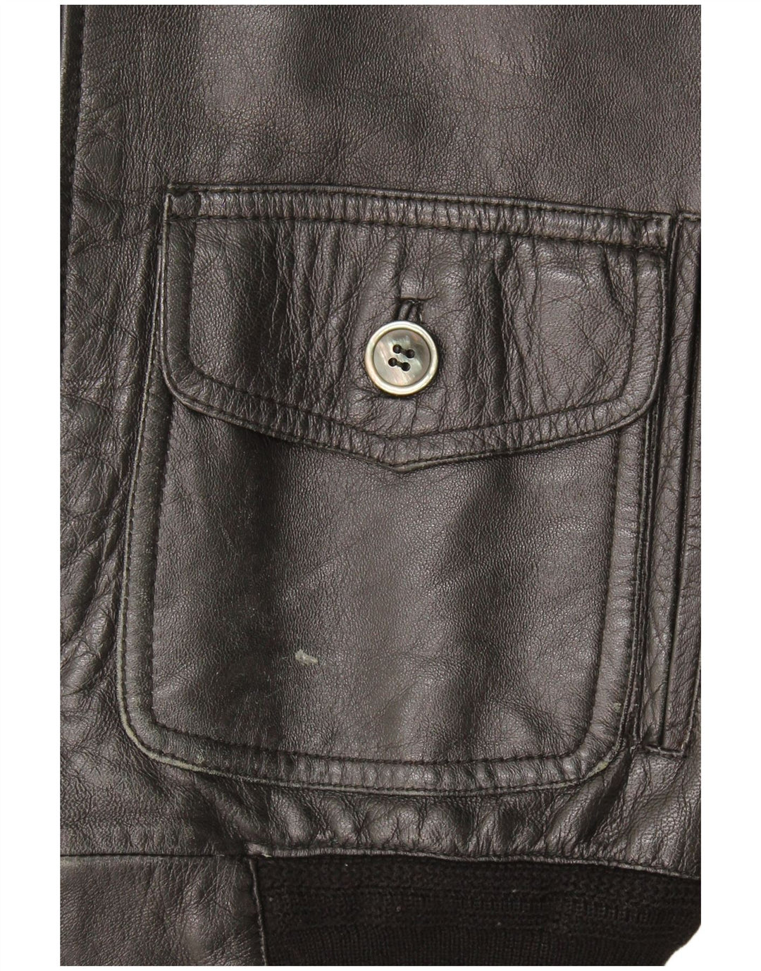Gilet din piele vintage pentru bărbați UK 36 Small Black Leather