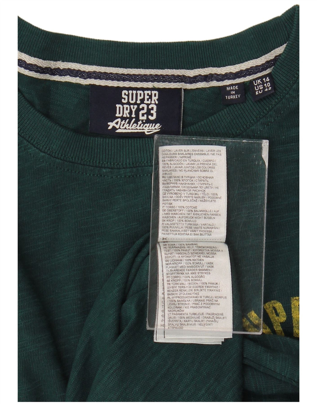 Tricou grafic SUPERDRY pentru femei Top UK 14 mare, verde, bumbac cu pete