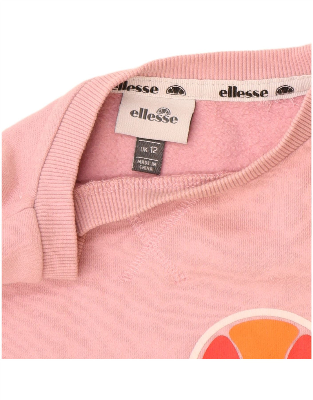 ELLESSE Pulover cu grafic pentru femei UK 12 Bumbac roz mediu