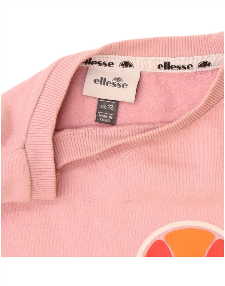 ELLESSE Pulover cu grafic pentru femei UK 12 Bumbac roz mediu