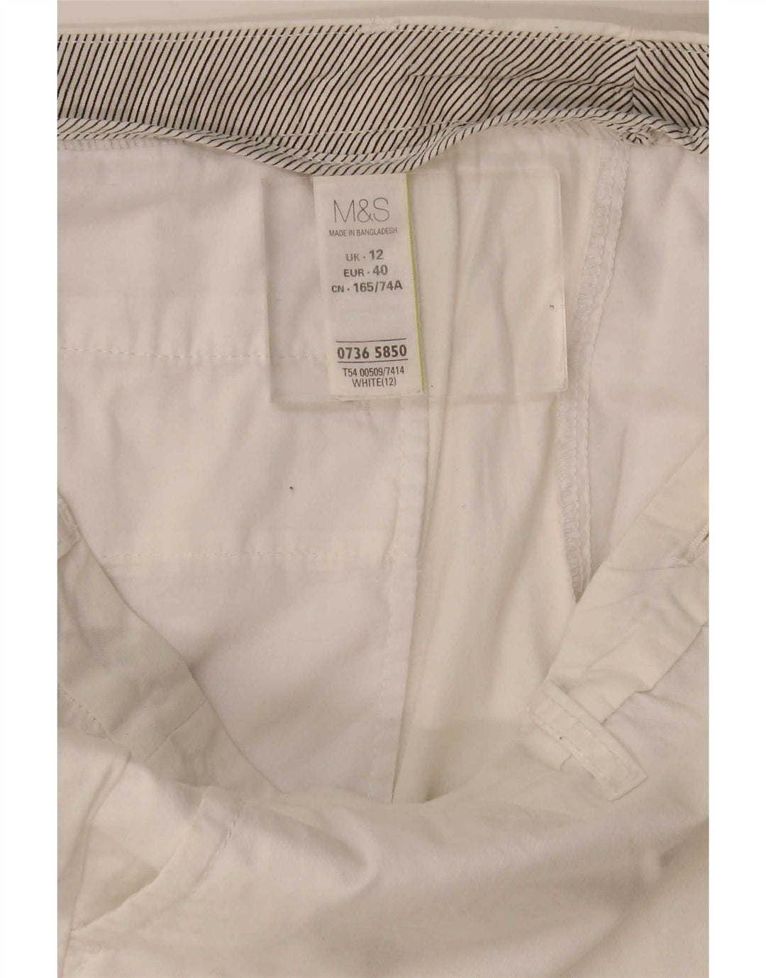 Pantaloni scurti chino pentru femei Marks & Spencer UK 12 Medium W34 Bumbac alb