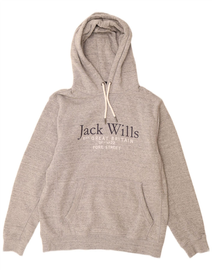 Pulover Jack Wills pentru bărbați, cu capota, gri mediu, bumbac cu pete