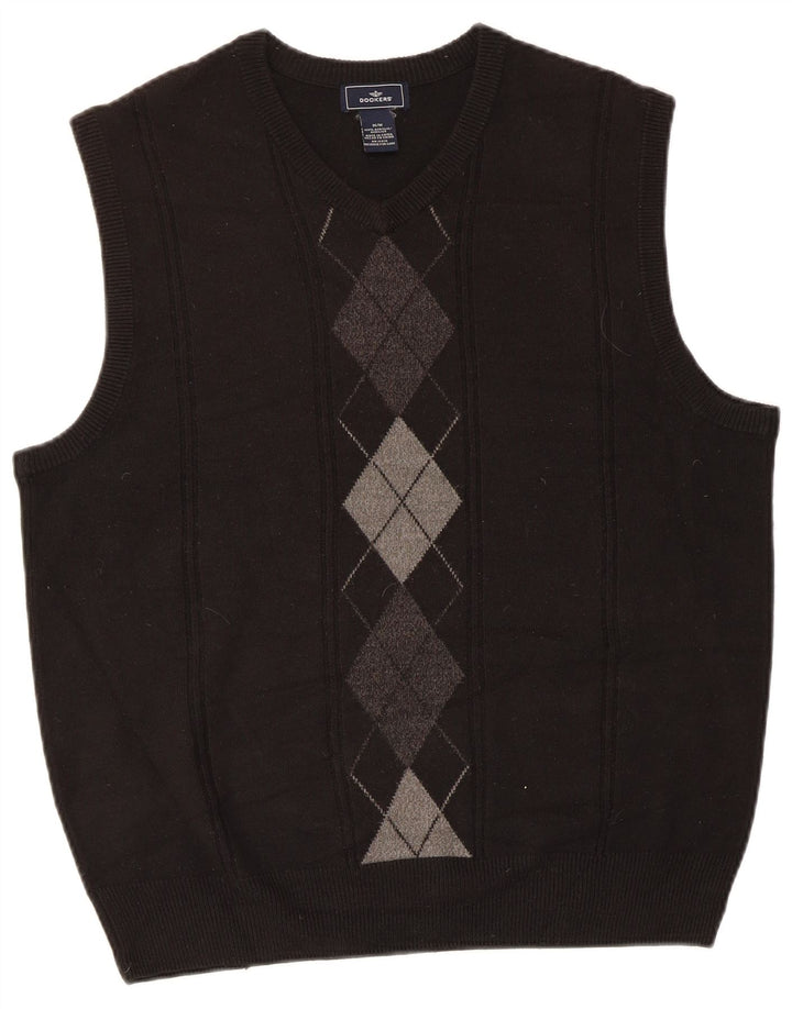 Dockers Vest pentru bărbați Tank Top Medium Black Argyle/Diamond Acrylic