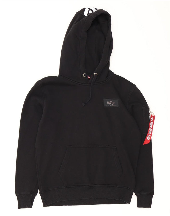 Pulover cu glugă grafic pentru bărbați Alpha Industries, bumbac mediu negru