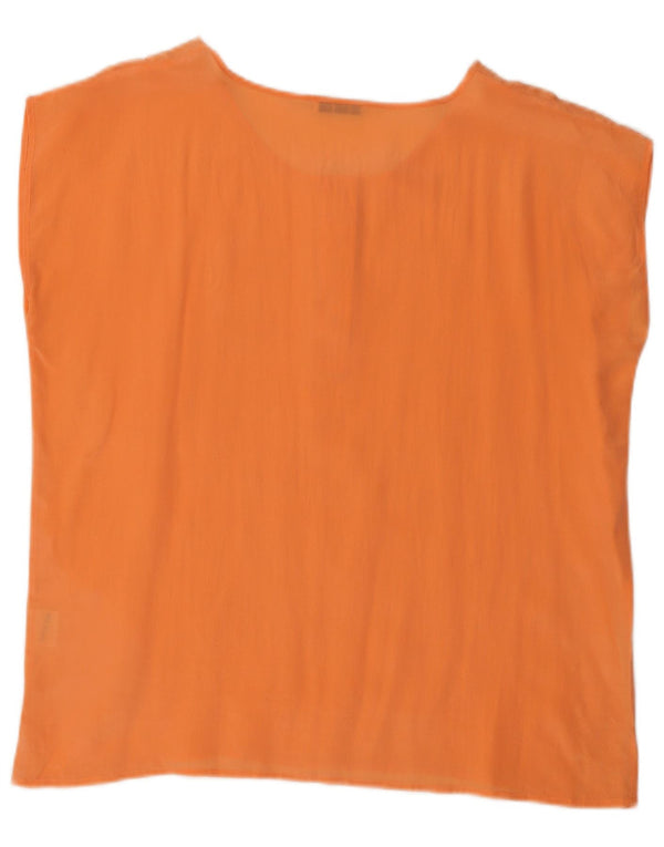 Bluză vintage pentru femei fără mâneci, UK 20 2XL, mătase portocalie