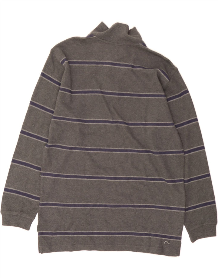 IZOD Mens Zip Neck Top Long Sleeve Large Grey Striped Cotton Vintage Izod and Second-Hand Izod from Messina Hembry 