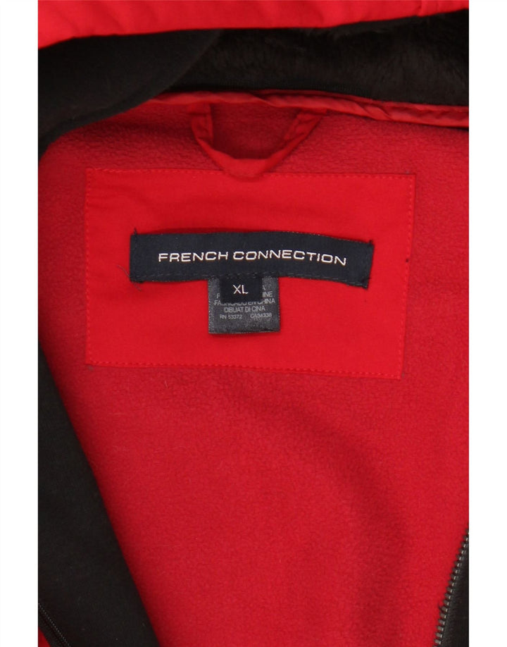 Jachetă parka cu glugă French Connection pentru femei UK 18 XL Poliester roșu