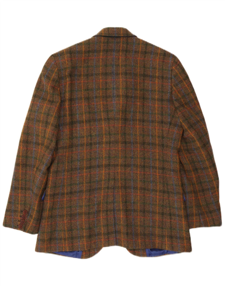 Crew Clothing Jachetă cu 2 nasturi pentru bărbați UK 38 Lână cu carouri maro mediu