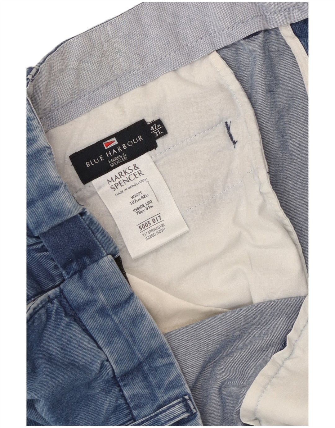 Blugi drepti pentru bărbați Marks & Spencer Blue Harbour W42 L28 Bumbac albastru