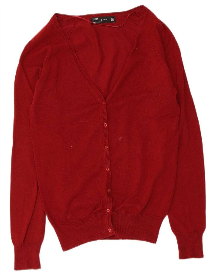 Pulover cardigan pentru femei Zara UK 12, bumbac roșu mediu