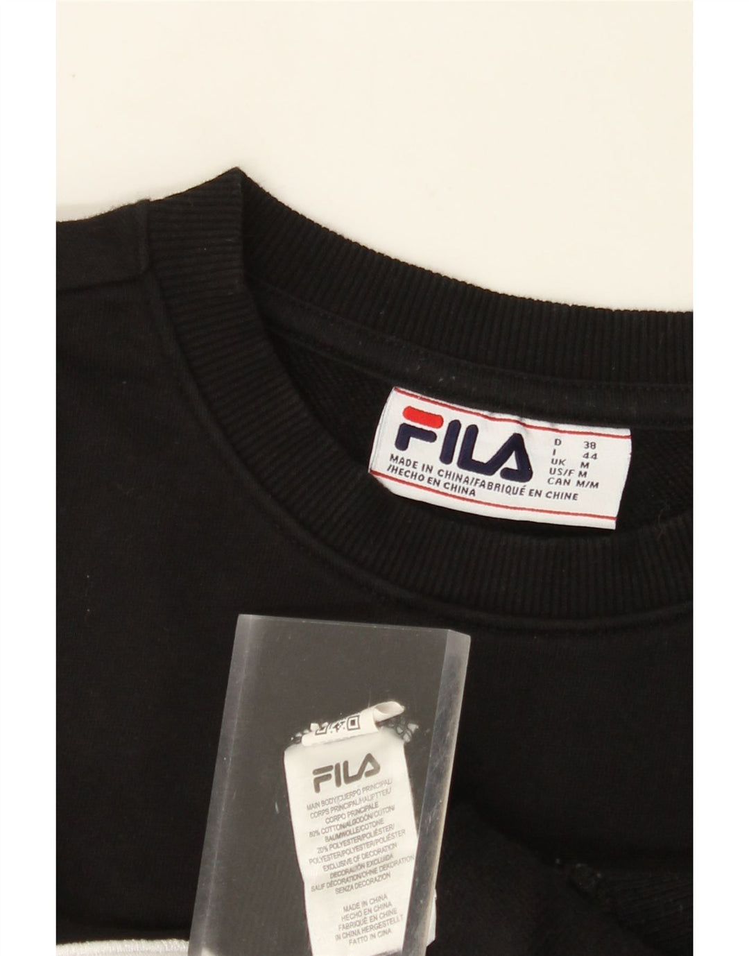 Pulover pentru damă FILA, cu grafică, din bumbac negru mediu UK 14