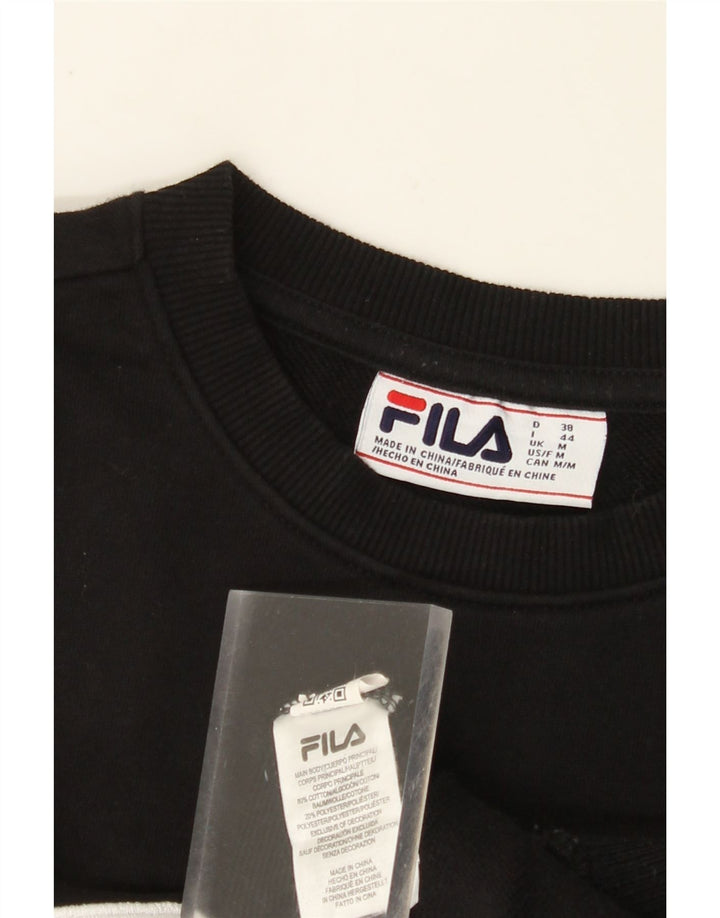 Pulover pentru damă FILA, cu grafică, din bumbac negru mediu UK 14