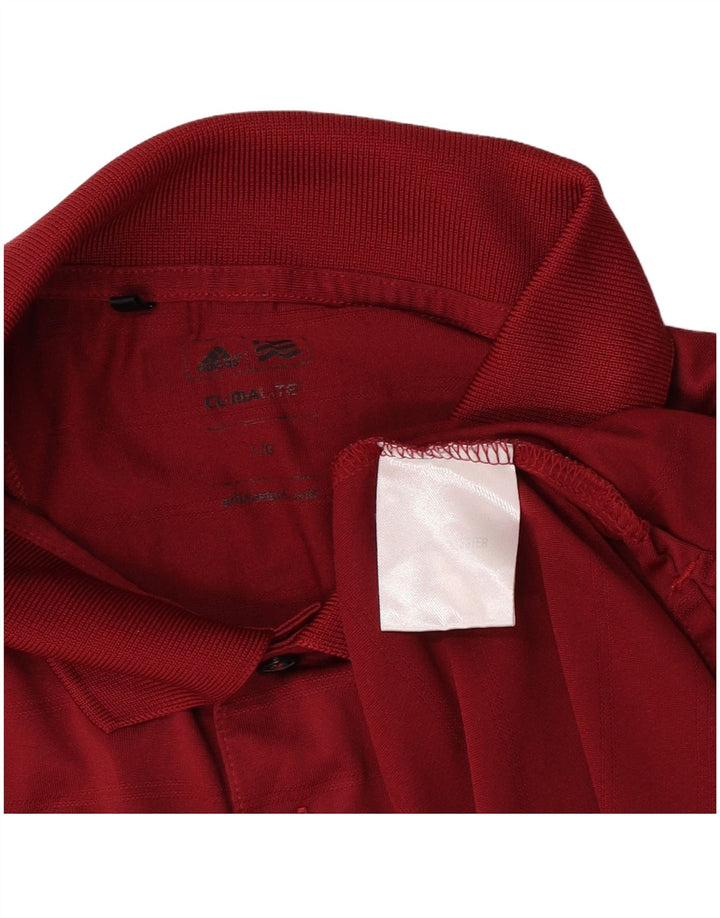 Tricou polo Adidas Climalite pentru bărbați, mare, din poliester cu dungi bordeaux
