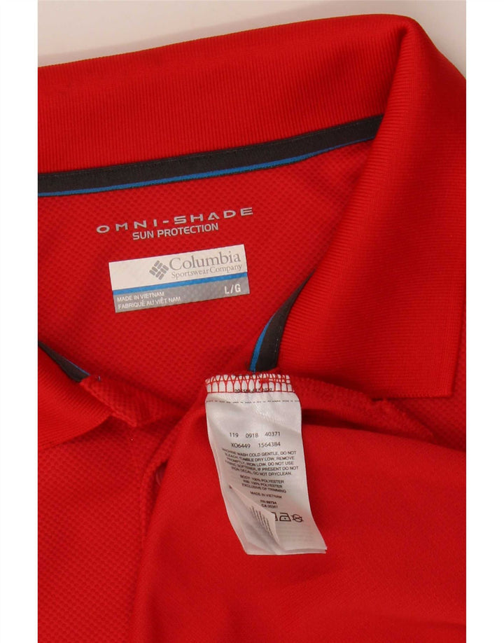 Tricou polo Columbia Omni-Shade pentru bărbați din poliester roșu mare