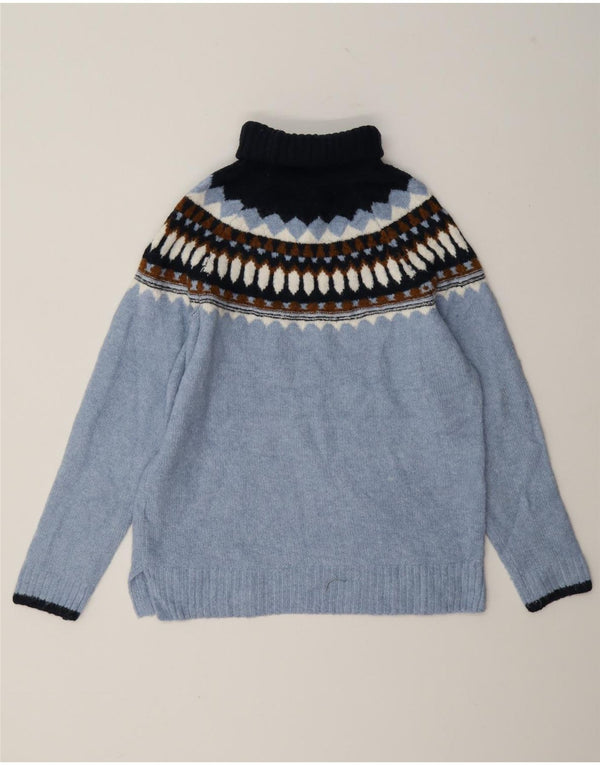 Marks & Spencer Pulover cu gât rulat pentru femei UK 6 XS Blue Fair Isle