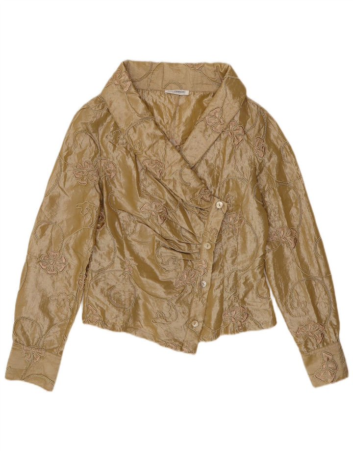 Bluză pentru femei Naracamicie Crop Shirt UK 12 Medium Bej Poliester Floral