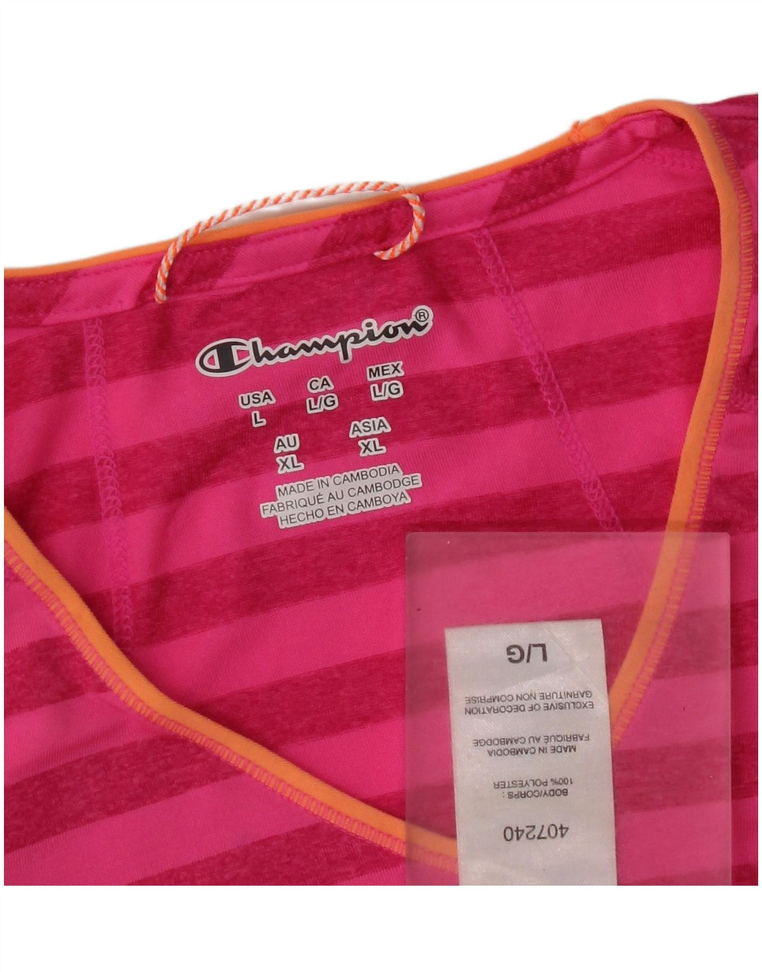 Tricou pentru femei Champion UK 16, poliester mare cu dungi roz