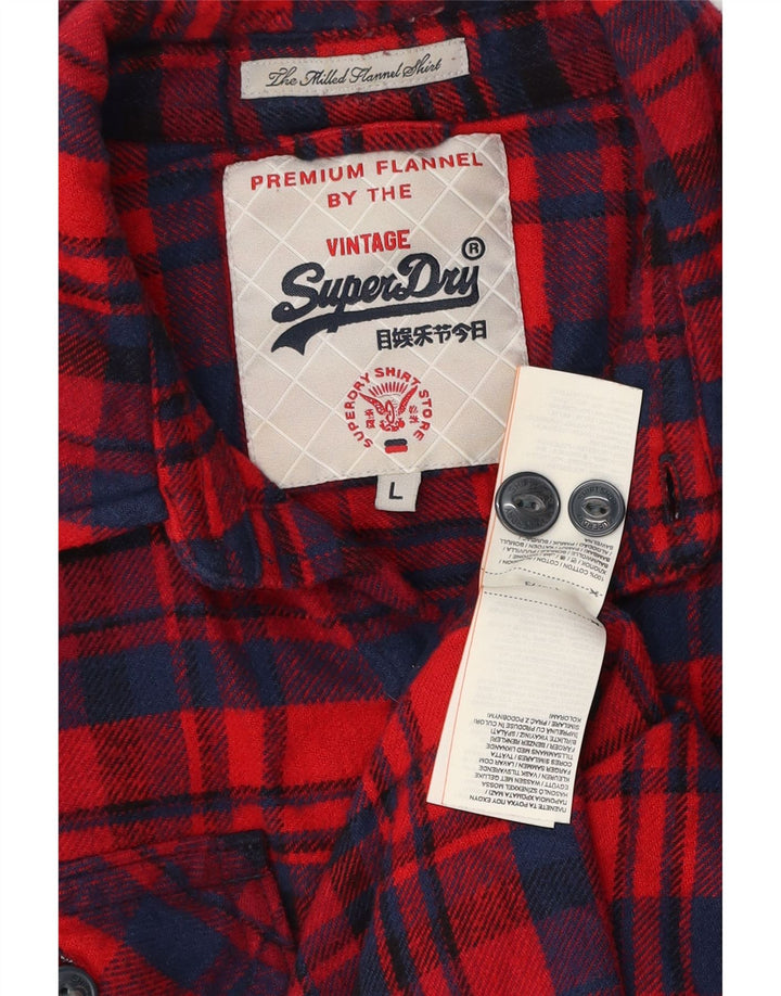Cămașă de flanel pentru bărbați Superdry, bumbac cu carouri roșii mari