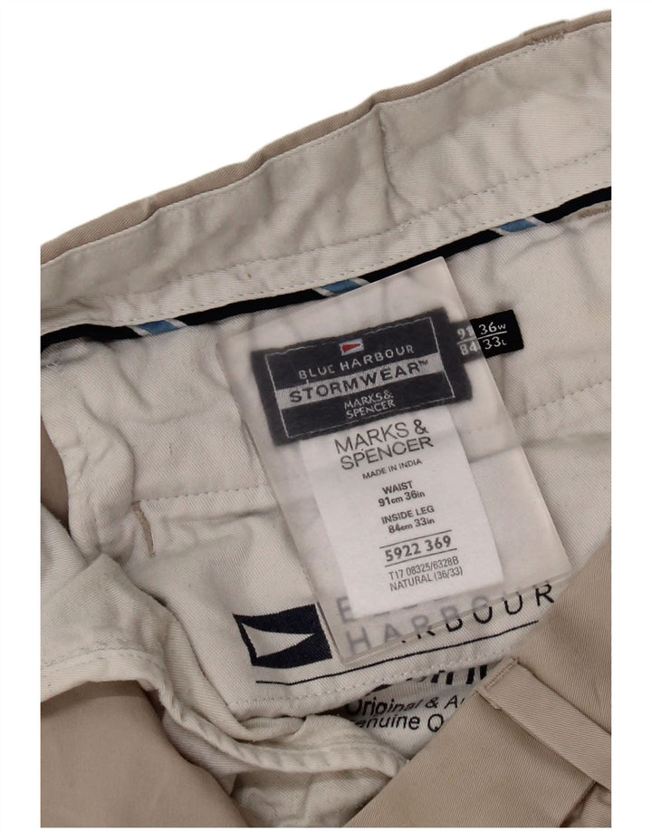 Pantaloni chino drepți pentru bărbați Marks & Spencer L36 L33 bumbac bej